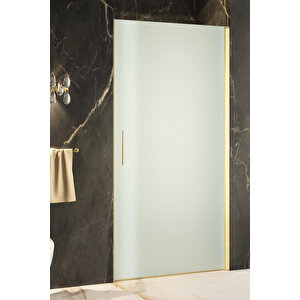 Cube Temperli 6 Mm Boy Menteşeli Ön Cephe Duşakabin Altın Profil Kumlama Cam 80 cm