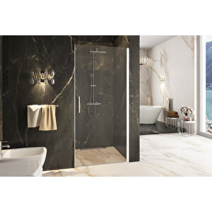 Cube Temperli 6 Mm Boy Menteşeli Ön Cephe Duşakabin Krom Profil Şeffaf Cam 60 cm