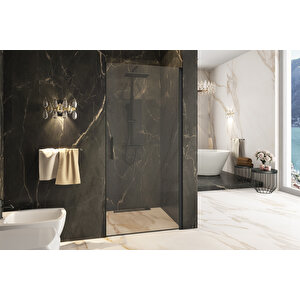 Cube Temperli 6 Mm Boy Menteşeli Ön Cephe Duşakabin Siyah Profil Şeffaf Cam 63 cm