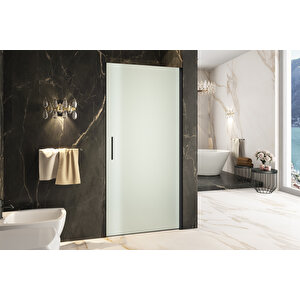 Cube Temperli 6 Mm Boy Menteşeli Ön Cephe Duşakabin Siyah Profil Kumlama Cam 73 cm