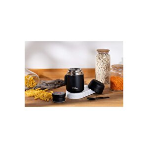 Thermbox 500 Ml Paslanmaz Çelik Yemek Termosu | Bebek Mama Ve Yemek Termosu - Siyah Siyah
