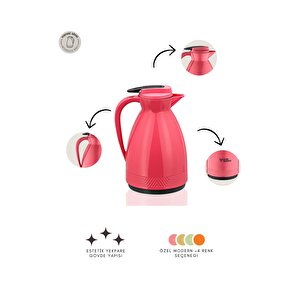 Sty-6153 1 Lt Pastel Serisi - Pembe - Cam Termos (piknik Kamp Outdoor Ofis Otel Kafe Okul Ev )