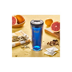 Star Mug 350 Ml Opak Seri - Mavi Çift Katmanlı Mug - Piknik Kamp Outdoor Ofis Otel Kafe Okul Kampüs Mavi
