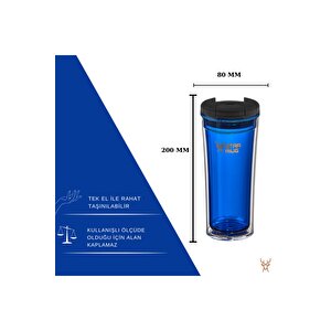 Star Mug 350 Ml Opak Seri - Mavi Çift Katmanlı Mug - Piknik Kamp Outdoor Ofis Otel Kafe Okul Kampüs