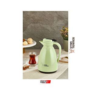 Sty-6153 1 Lt Pastel Serisi - Yeşil - Cam Termos (piknik Kamp Outdoor Ofis Otel Kafe Okul Ev )