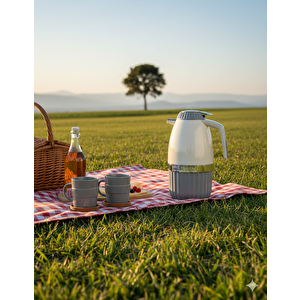 2 Litre Elegant serisi Cam Termos - Gri | 12 saat sıcak ve 24 soğuk muhafza Gri