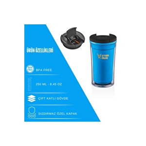 Star Mug 250 Ml Opak Seri - Beyaz ( Piknik Kamp Outdoor Ofis Otel Kafe Okul Kampüs ) Mavi