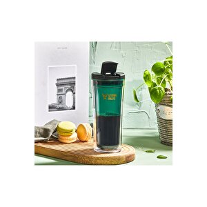 Star Mug 350 Ml Transparan Seri - Yeşil Çift Katmanlı Mug - Piknik Kamp Outdoor Ofis Okul Kampüs Yeşil