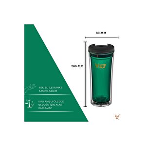 Star Mug 350 Ml Transparan Seri - Yeşil Çift Katmanlı Mug - Piknik Kamp Outdoor Ofis Okul Kampüs