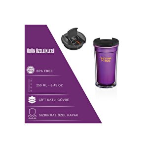 250 Ml Opak Seri - Mor ( Piknik Kamp Outdoor Ofis Otel Kafe Okul Kampüs ) Mor