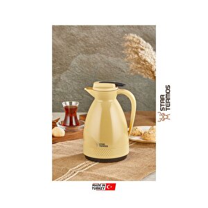 Sty-6153 1 Lt Pastel Serisi - Hardal - Cam Termos (piknik Kamp Outdoor Ofis Otel Kafe Okul Ev )