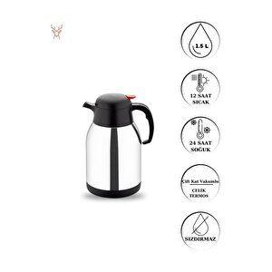 1 .5 Litre Çift Kat Paslanmaz Çelik Termos Piknik Kamp Outdoor Ofis Otel Kafe Okul Sth-6155