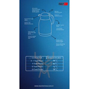 1 .5 Litre Çift Kat Paslanmaz Çelik Termos Piknik Kamp Outdoor Ofis Otel Kafe Okul Sth-6155