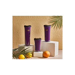 Star Mug 350 Ml Opak Seri -mor Çift Katmanlı Mug - Piknik Kamp Outdoor Ofis Otel Kafe Okul Kampüs Mor