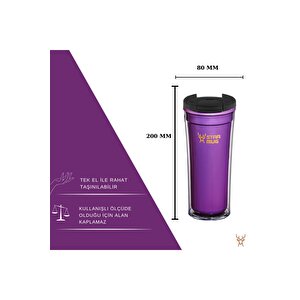 Star Mug 350 Ml Opak Seri -mor Çift Katmanlı Mug - Piknik Kamp Outdoor Ofis Otel Kafe Okul Kampüs Mor