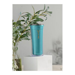 Star Mug 350 Ml Opak Seri-turkuaz Çift Katmanlı Mug-piknik Kamp Outdoor Ofis Otel Kafe Okul Kampüs Mavi