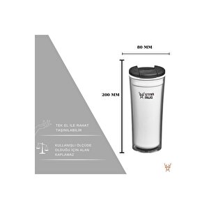 Star Mug 350 Ml Opak Seri - Beyaz Çift Katmanlı Mug - Piknik Kamp Outdoor Ofis Otel Kafe Okul Kampüs Beyaz