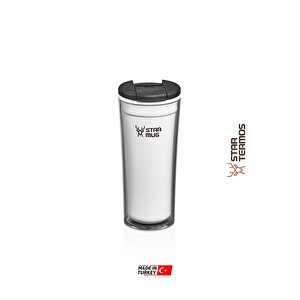 Star Mug 350 Ml Opak Seri - Beyaz Çift Katmanlı Mug - Piknik Kamp Outdoor Ofis Otel Kafe Okul Kampüs