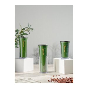 Star Mug 350 Ml Opak Seri - Yeşil Çift Katmanlı Mug - Piknik Kamp Outdoor Ofis Kafe Okul Kampüs Yeşil