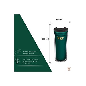 Star Mug 350 Ml Opak Seri - Yeşil Çift Katmanlı Mug - Piknik Kamp Outdoor Ofis Kafe Okul Kampüs