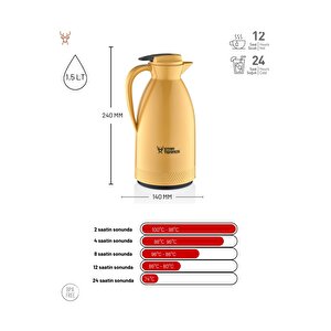 Morepse Serisi 1.5 Litre Cam Termos Sarı Sth-6165