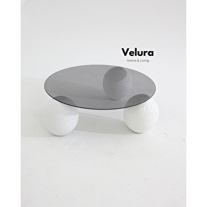 Küre Orta Sehpa - Dragon (beyaz) - Yuvarlak - Füme Cam 90x90 cm