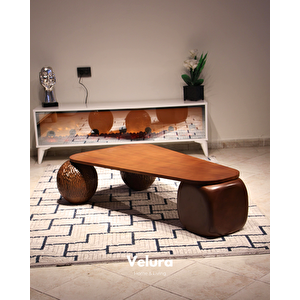 Küre Orta Sehpa - 2 Dragon (ceviz) Top & 1 Ceviz Zar - Üçgen - Ceviz Mdf 120x80 cm