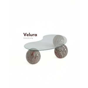 Küre Orta Sehpa - Mars - Fasulye - Şeffaf Cam 120x70 cm