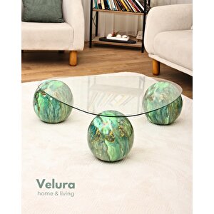 Küre Orta Sehpa - Jungle - Üçgen - Şeffaf Cam 120x80 cm