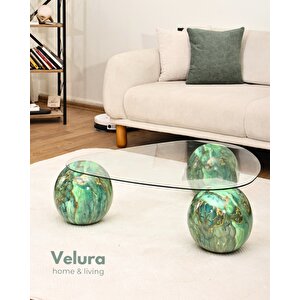 Küre Orta Sehpa - Jungle - Üçgen - Şeffaf Cam 120x80 cm