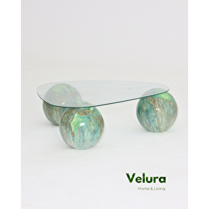 Küre Orta Sehpa - Jungle - Üçgen - Şeffaf Cam 120x80 cm