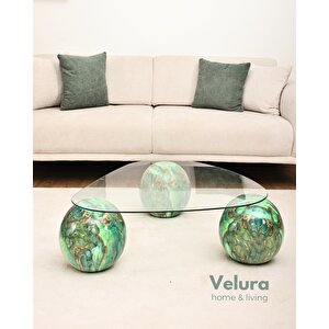 Küre Orta Sehpa - Jungle - Üçgen - Şeffaf Cam 120x80 cm