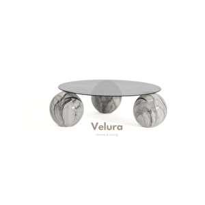 Küre Orta Sehpa - Diana - Yuvarlak - Füme Cam 90x90 cm