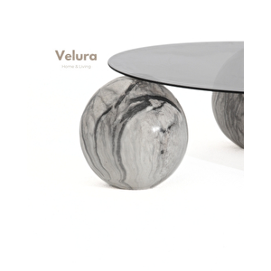 Küre Orta Sehpa - Diana - Yuvarlak - Füme Cam 90x90 cm