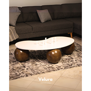 Küre Orta Sehpa - Amerikan Ceviz Top - Fasulye - Beyaz Mdf 120x70 cm
