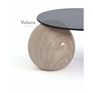 Küre Orta Sehpa - Natural - Fasulye - Şeffaf Cam 120x70 cm