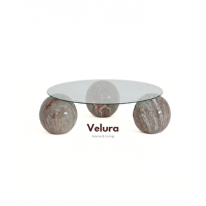 Küre Orta Sehpa - Mars - Yuvarlak - Şeffaf Cam 90x90 cm