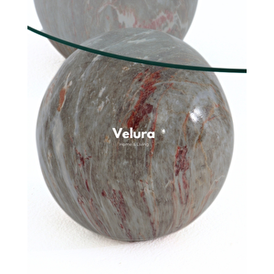 Küre Orta Sehpa - Mars - Yuvarlak - Şeffaf Cam 90x90 cm