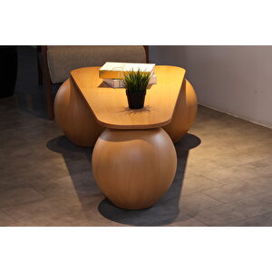 Küre Orta Sehpa - 41 Cm Meşe - Üçgen - Ceviz Mdf