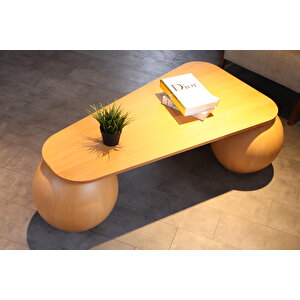 Küre Orta Sehpa - 41 Cm Meşe - Üçgen - Ceviz Mdf