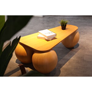 Küre Orta Sehpa - 41 Cm Meşe - Üçgen - Ceviz Mdf