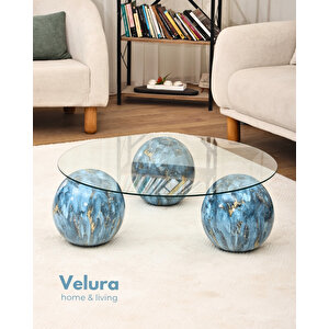 Küre Orta Sehpa - Sky - Yuvarlak - Şeffaf Cam 90x90 cm