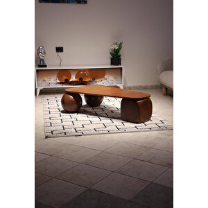 Küre Orta Sehpa - 2 Ceviz Top & 1 Ceviz Zar - Üçgen - Ceviz Mdf 120x80 cm