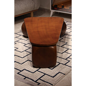 Küre Orta Sehpa - 2 Ceviz Top & 1 Ceviz Zar - Üçgen - Ceviz Mdf 120x80 cm