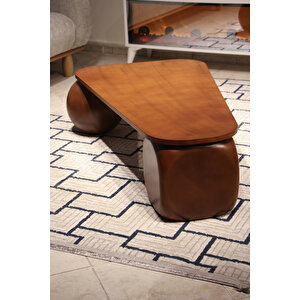 Küre Orta Sehpa - 2 Ceviz Top & 1 Ceviz Zar - Üçgen - Ceviz Mdf 120x80 cm