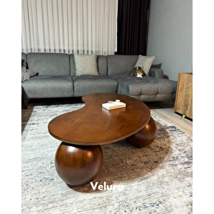 Küre Orta Sehpa - Koyu Ceviz Top - Fasulye - Koyu Ceviz Mdf 120x70 cm