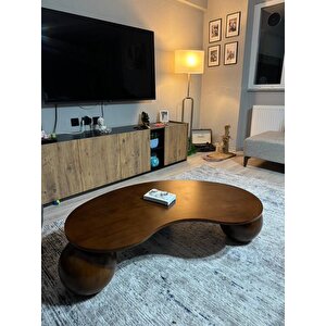 Küre Orta Sehpa - Koyu Ceviz Top - Fasulye - Koyu Ceviz Mdf 120x70 cm