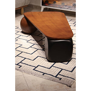 Küre Orta Sehpa - 2 Ceviz Top & 1 Siyah Zar - Üçgen - Ceviz Mdf 120x80 cm