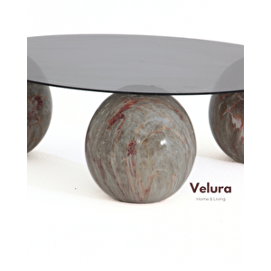 Küre Orta Sehpa - Mars - Yuvarlak - Füme Cam 90x90 cm