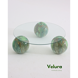 Küre Orta Sehpa - Jungle - Yuvarlak - Şeffaf Cam 90x90 cm